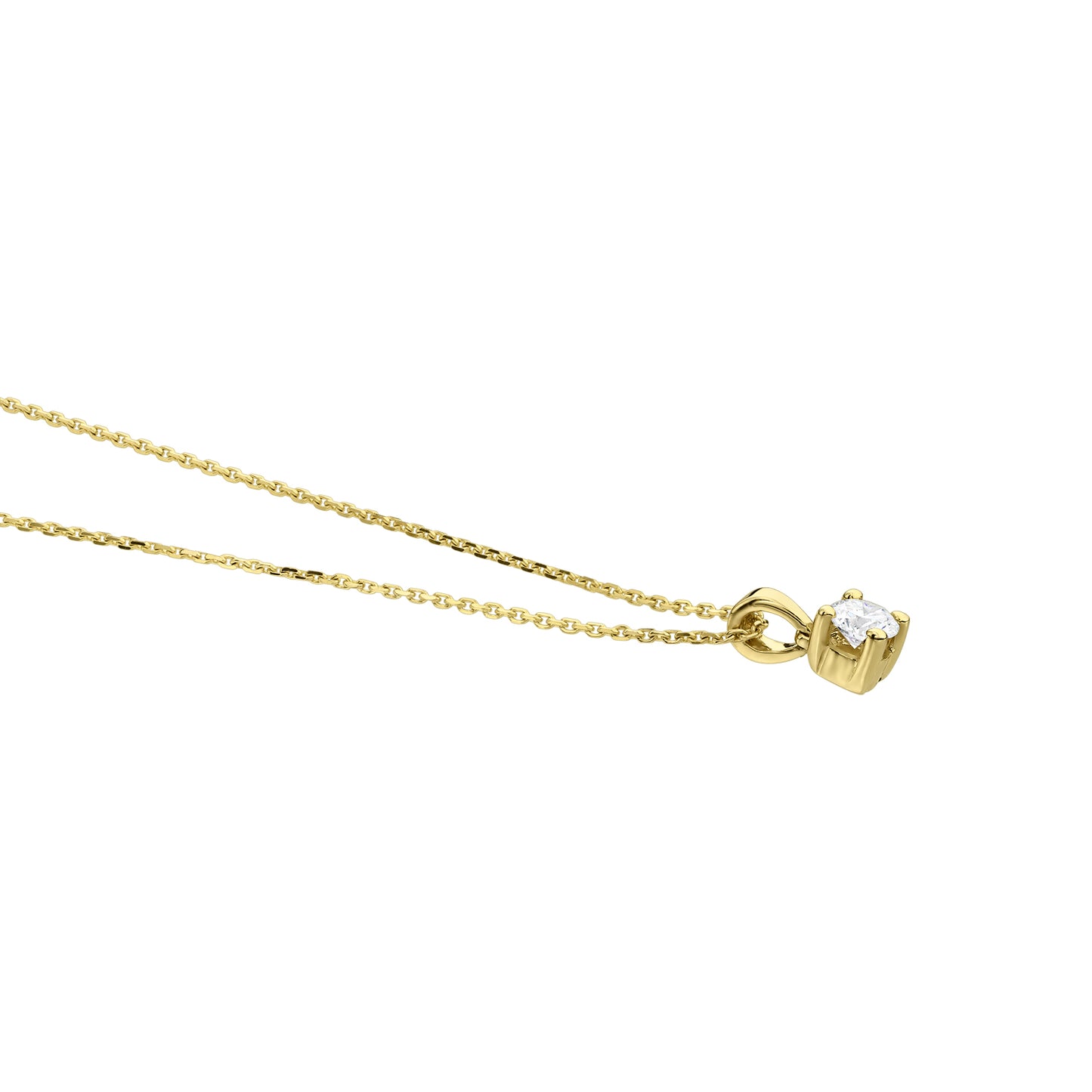 Gold Necklace 14K (585) Demure with Diamonds 0.10 ct - Gold