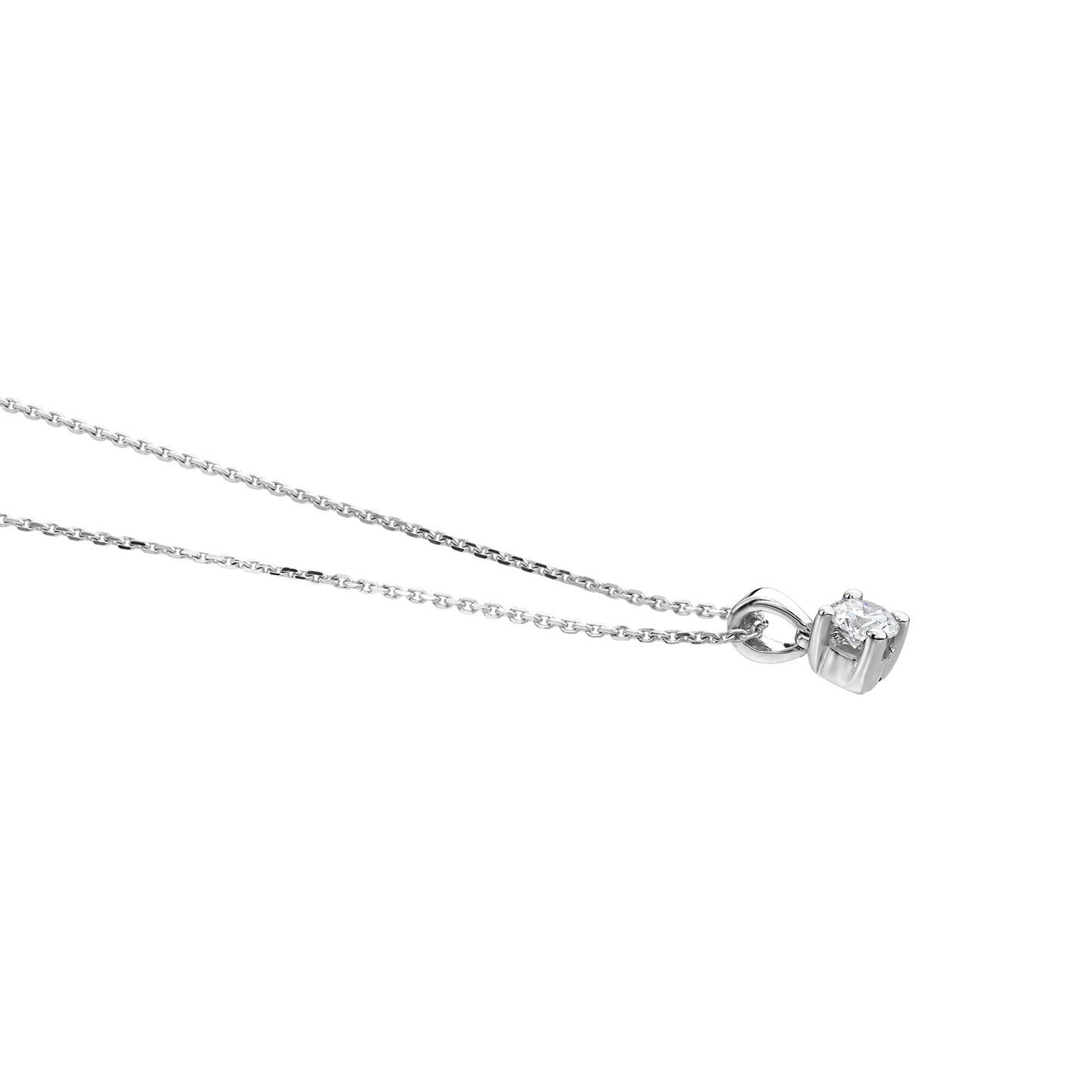 Gold Necklace 14K (585) Demure with Diamonds 0.10 ct - White