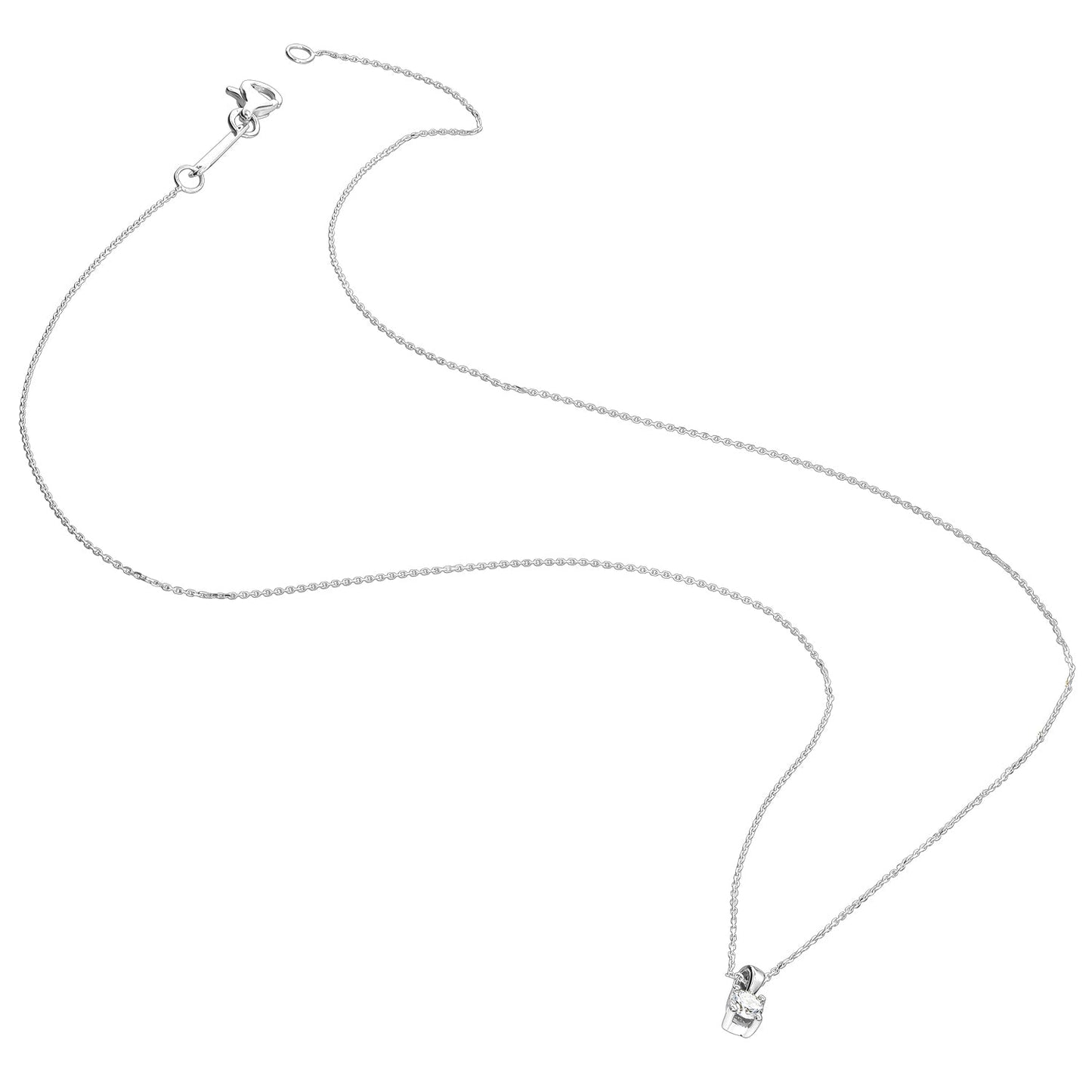 Gold Necklace 14K (585) Demure with Diamonds 0.10 ct - White