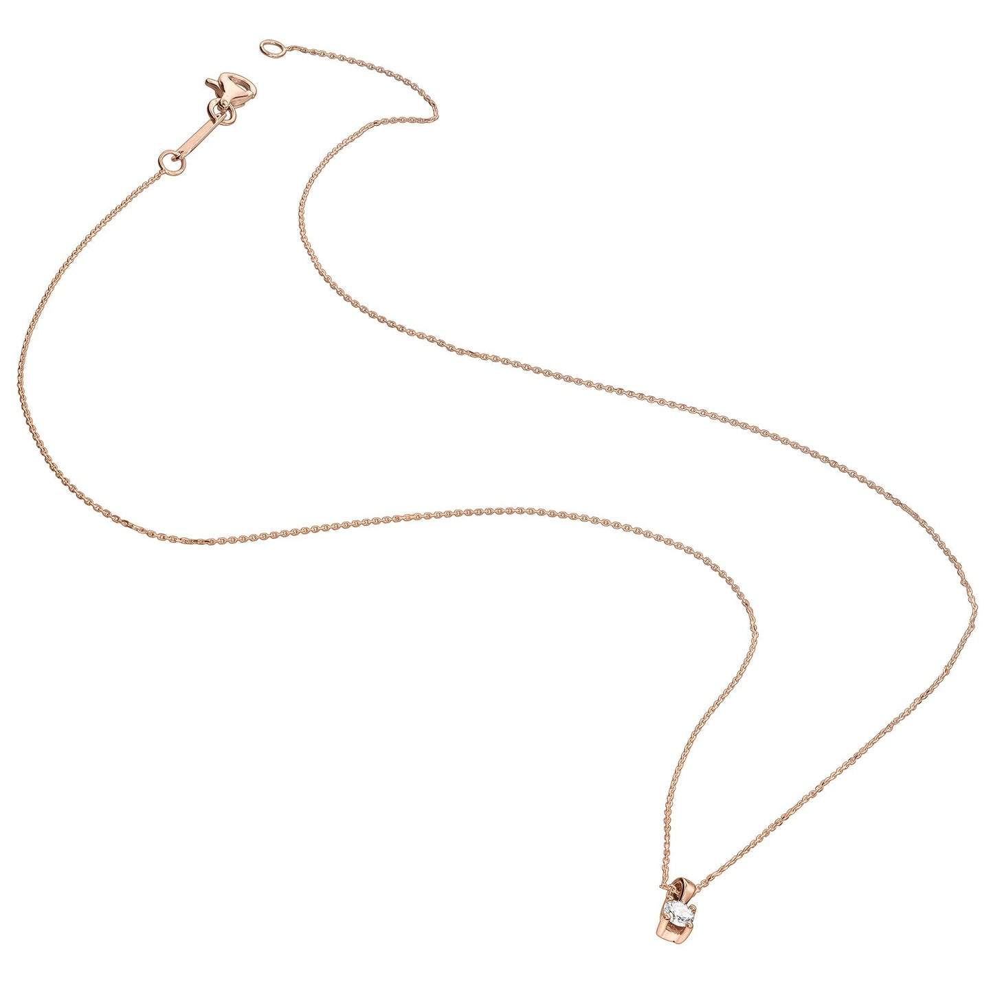 Gold Necklace 14K (585) Demure with Diamonds 0.10 ct - Pink