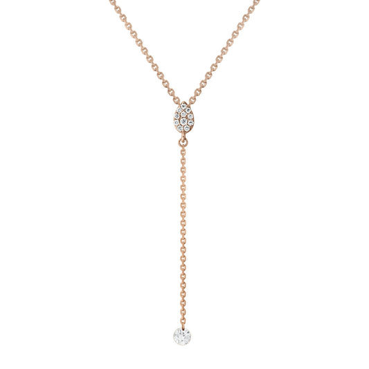 Gold Necklace 14K (585) Dazzle with Diamonds 0.15 ct - Pink