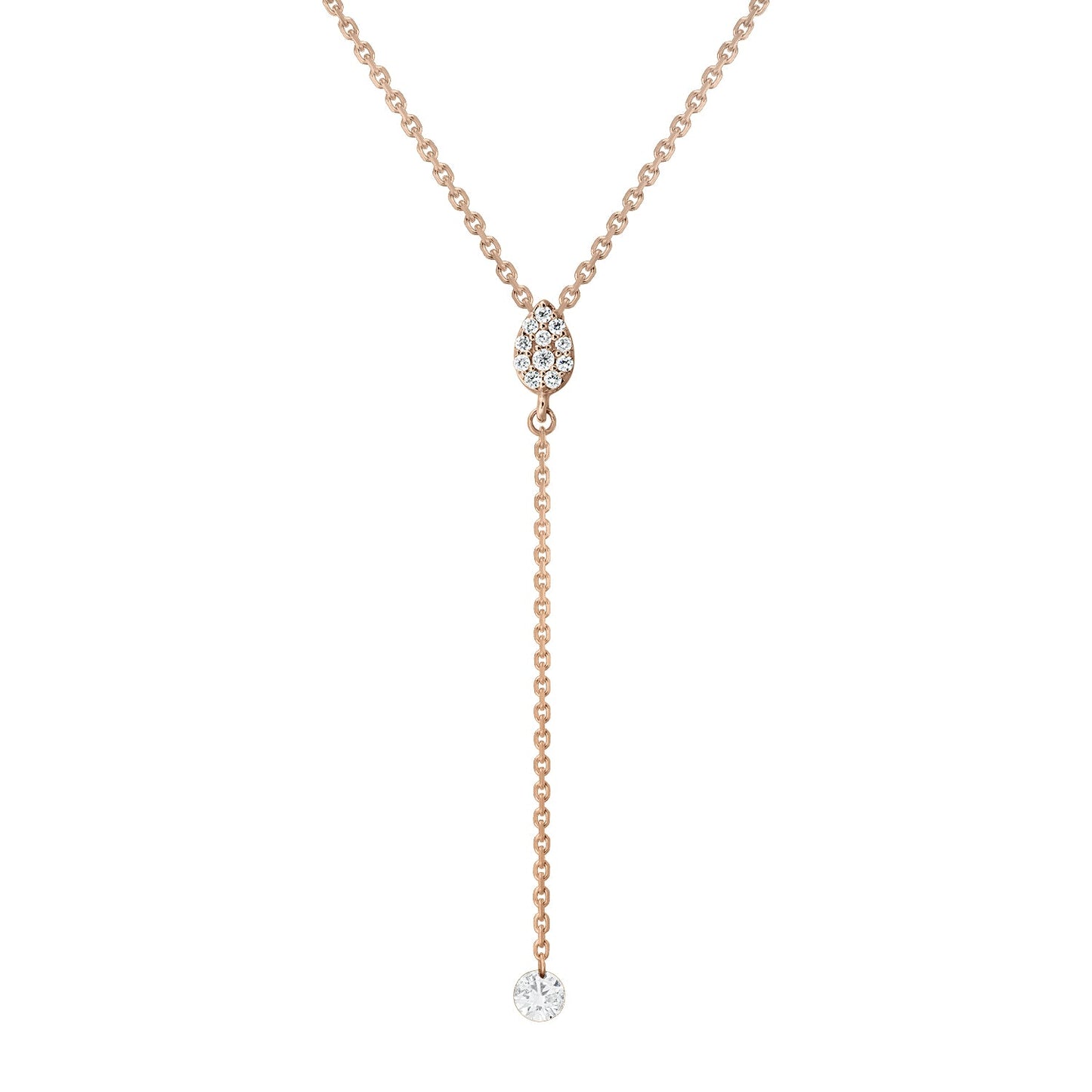 Gold Necklace 14K (585) Dazzle with Diamonds 0.15 ct - Pink