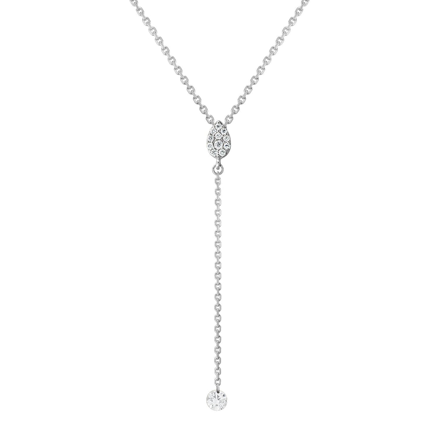 Gold Necklace 14K (585) Dazzle with Diamonds 0.15 ct - White