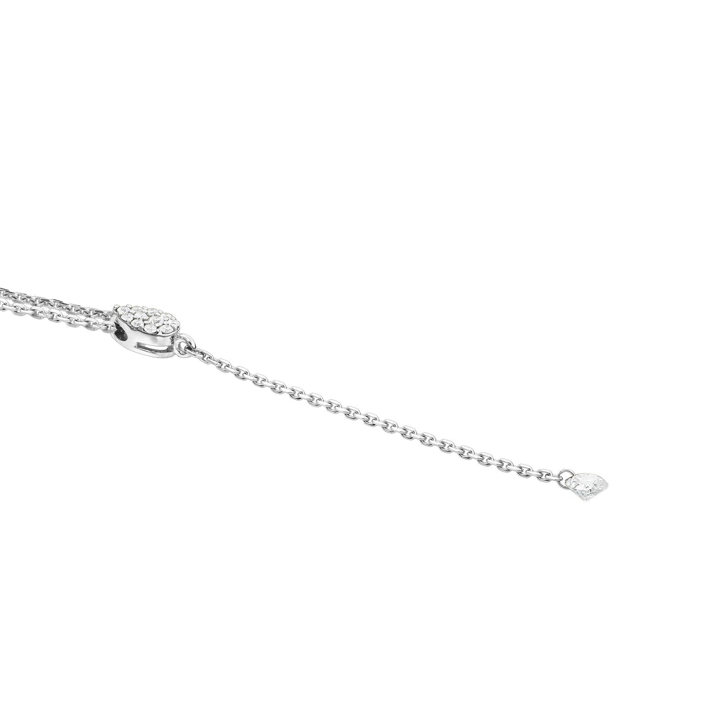 Gold Necklace 14K (585) Dazzle with Diamonds 0.15 ct - White