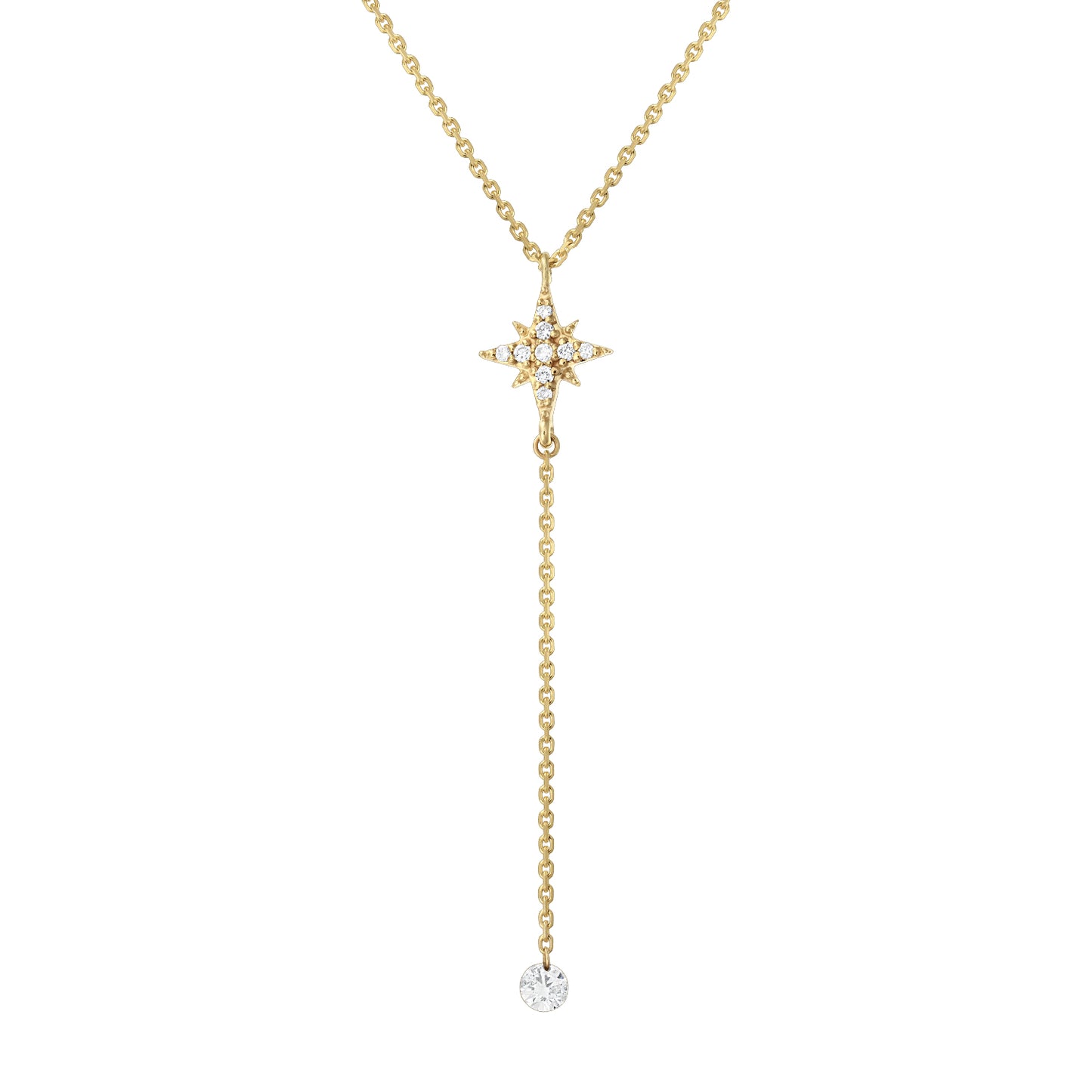 Gold Necklace 14K (585) Celestial with Diamonds 0.15 ct - Gold