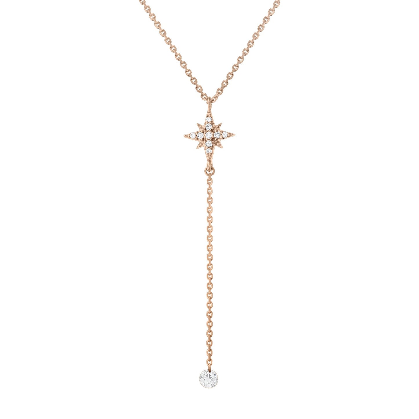 Gold Necklace 14K (585) Celestial with Diamonds 0.15 ct - Pink