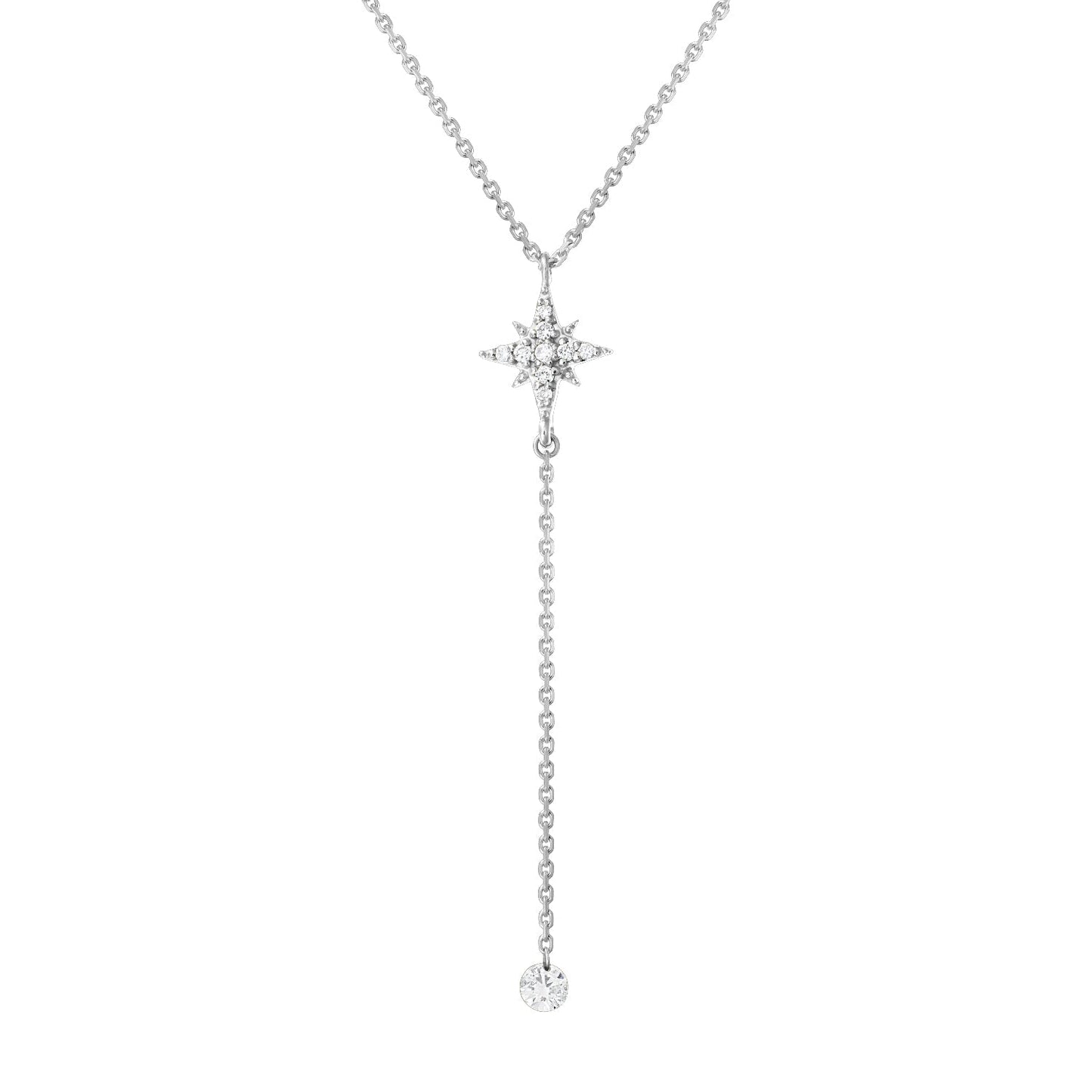 Gold Necklace 14K (585) Celestial with Diamonds 0.15 ct - White
