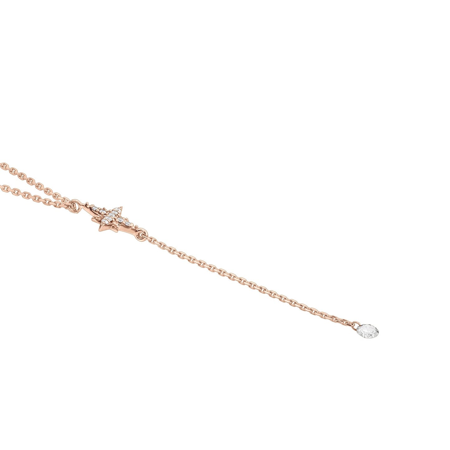 Gold Necklace 14K (585) Celestial with Diamonds 0.15 ct - Pink