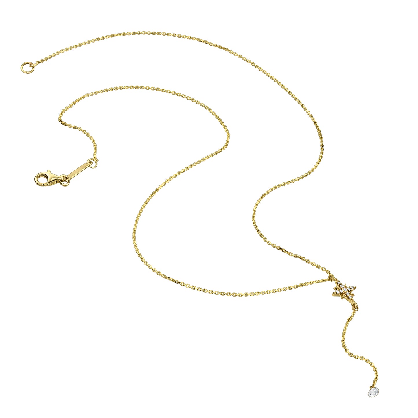 Gold Necklace 14K (585) Celestial with Diamonds 0.15 ct - Gold