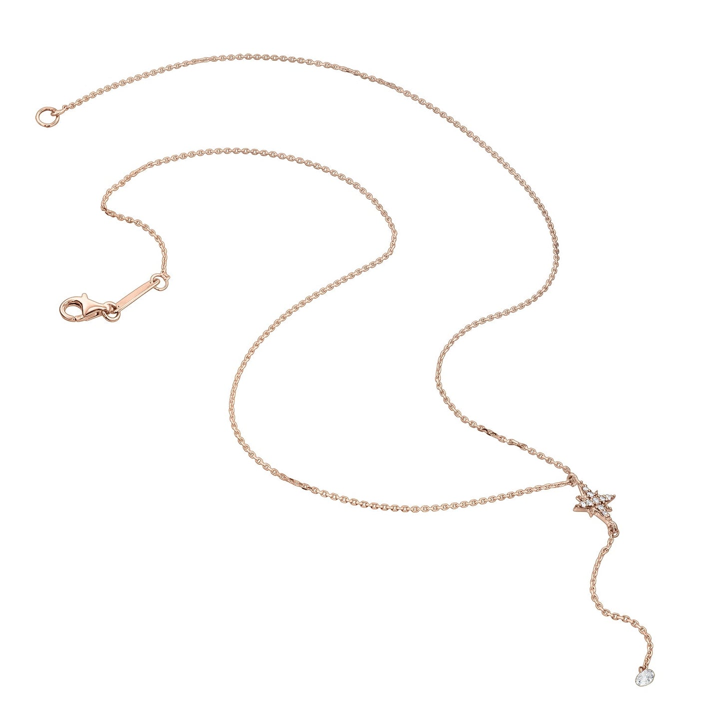 Gold Necklace 14K (585) Celestial with Diamonds 0.15 ct - Pink