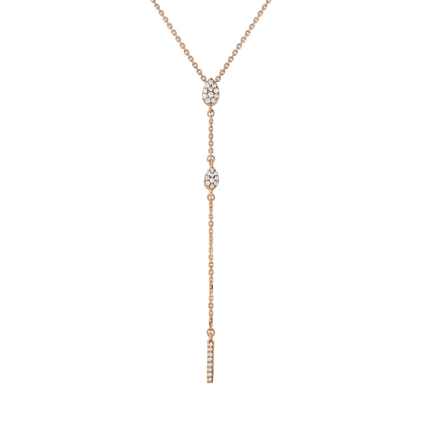 Gold Necklace 14K (585) Serene with Diamonds 0.15 ct - Pink
