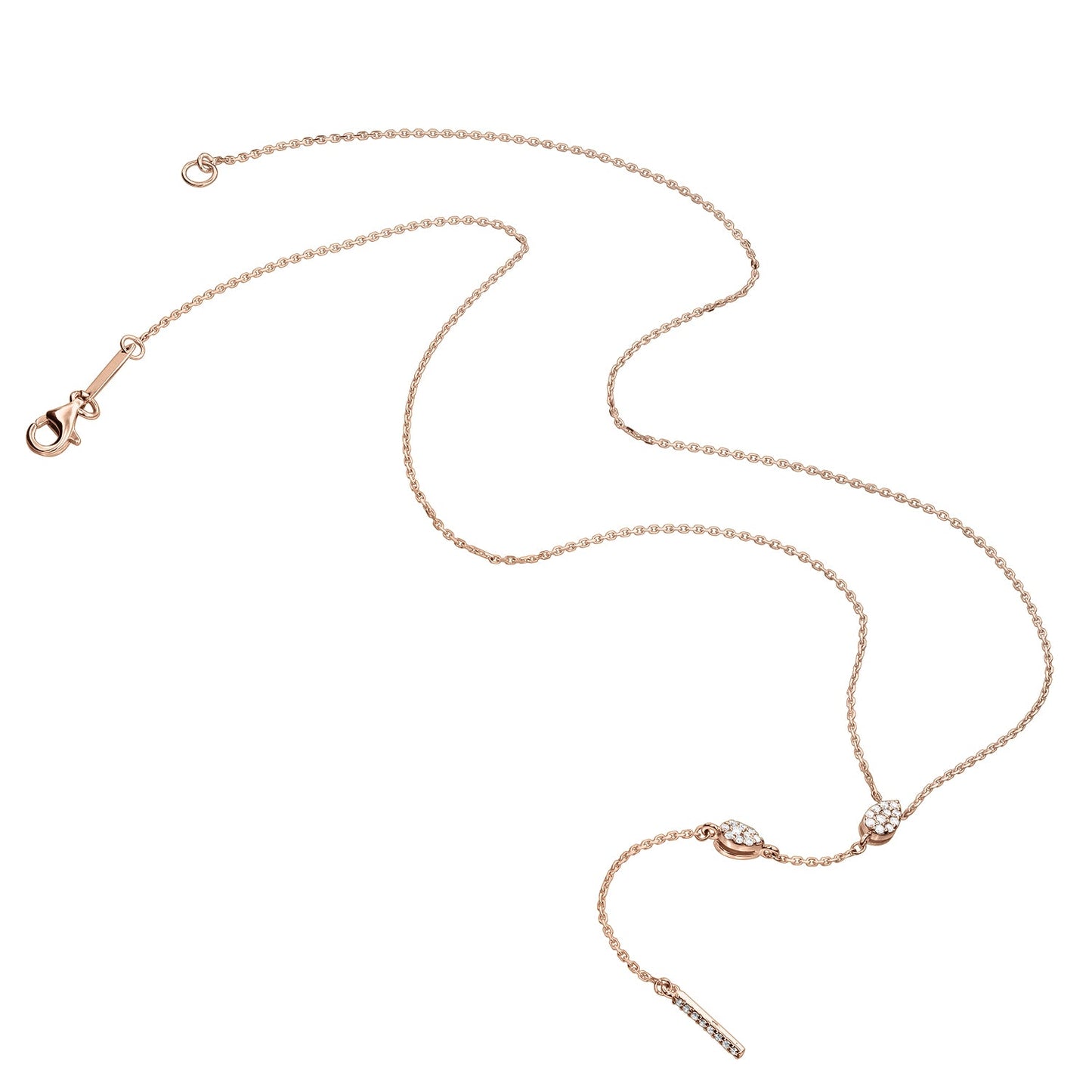 Gold Necklace 14K (585) Serene with Diamonds 0.15 ct - Pink