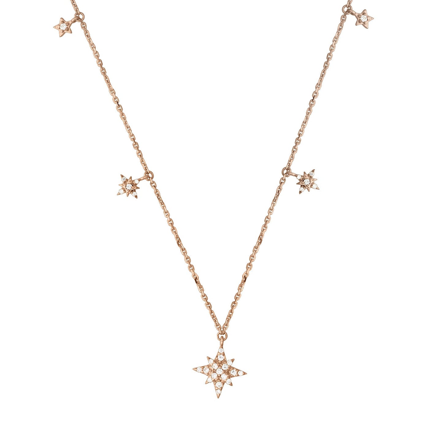 Gold Choker 14K (585) Celestial with Diamonds 0.15 ct - Pink