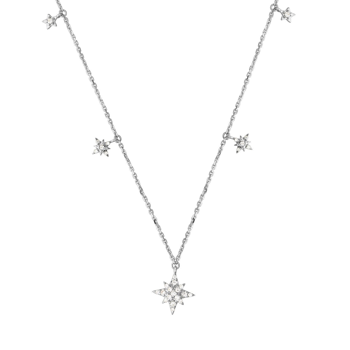 Gold Choker 14K (585) Celestial with Diamonds 0.15 ct - White