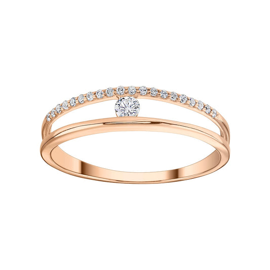 Gold Ring 14K (585) Aerial with Diamonds 0.13 ct - Pink