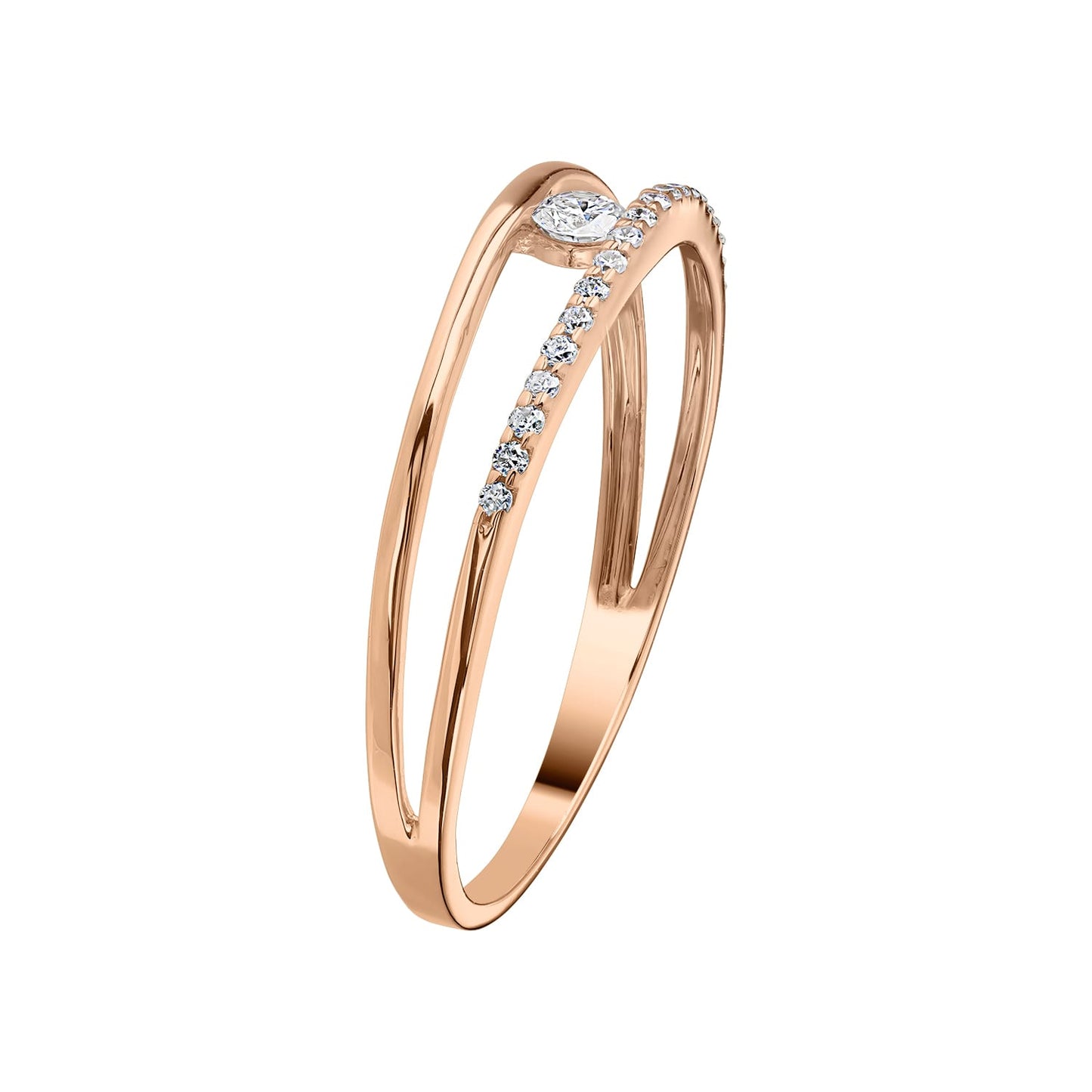 Gold Ring 14K (585) Aerial with Diamonds 0.13 ct - Pink