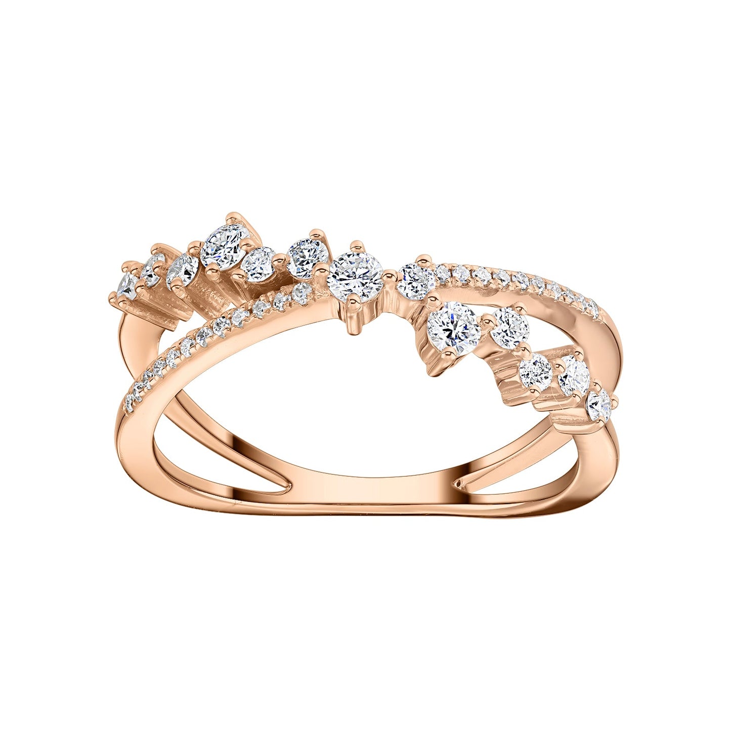 Gold Ring 14K (585) Radiant with Diamonds 0.40 ct - Pink