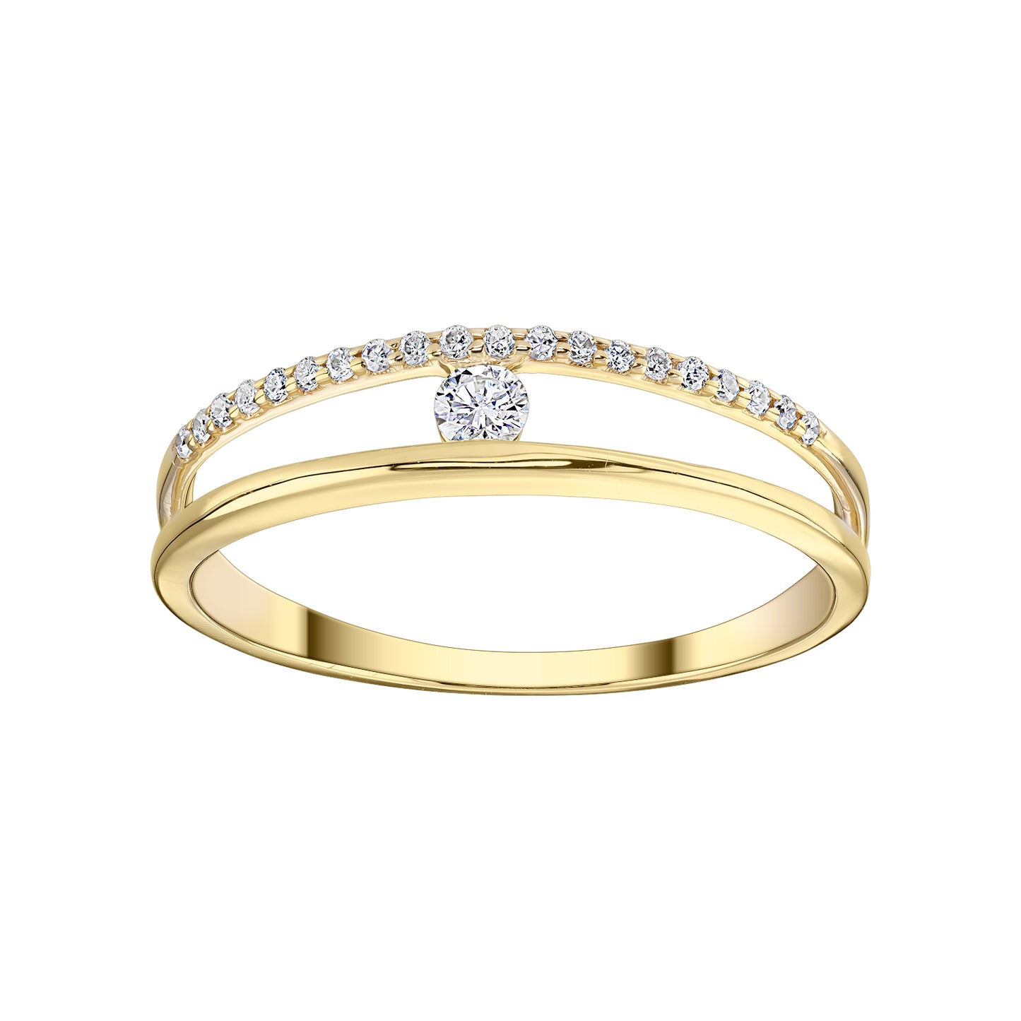 Gold Ring 14K (585) Aerial with Diamonds 0.13 ct - Gold