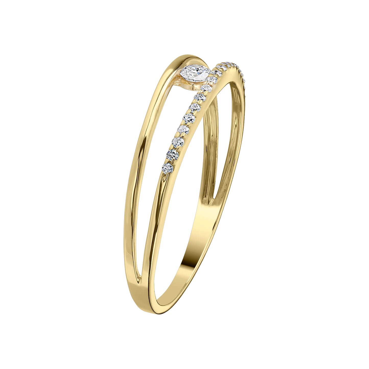 Gold Ring 14K (585) Aerial with Diamonds 0.13 ct - Gold