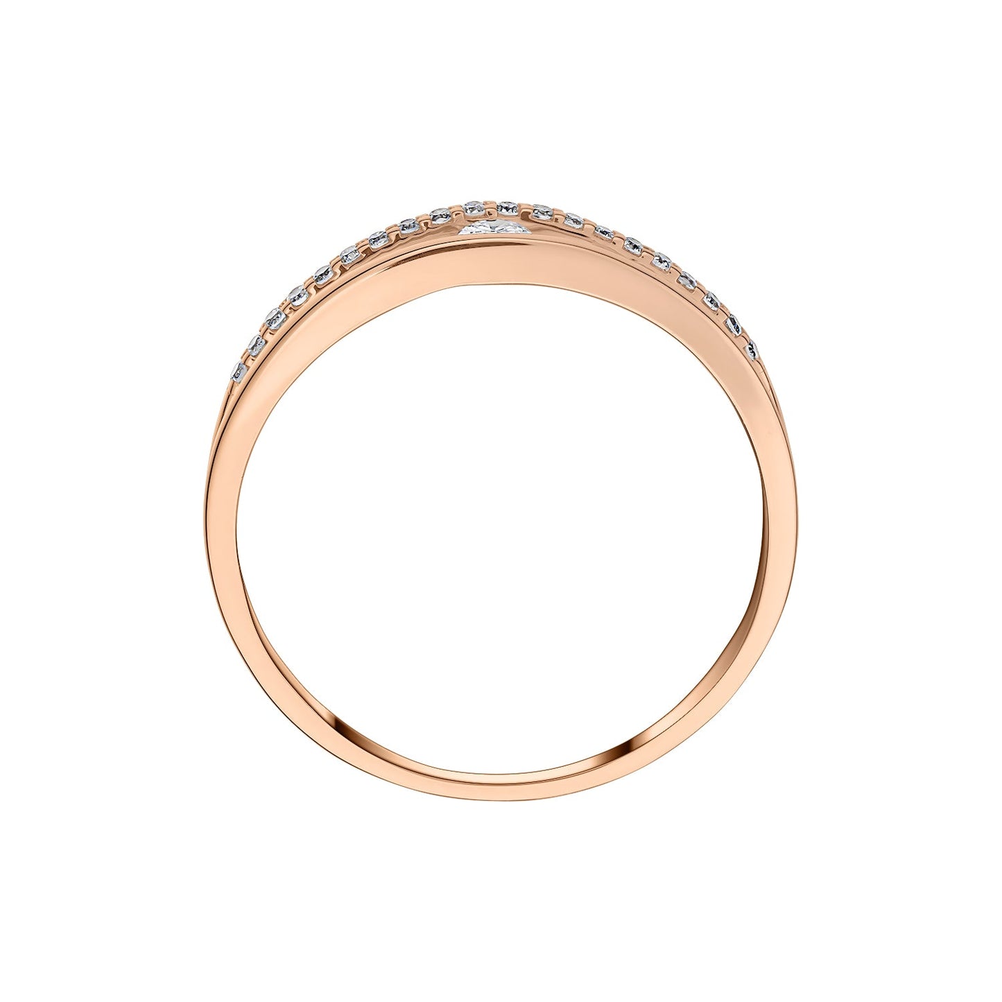 Gold Ring 14K (585) Aerial with Diamonds 0.13 ct - Pink