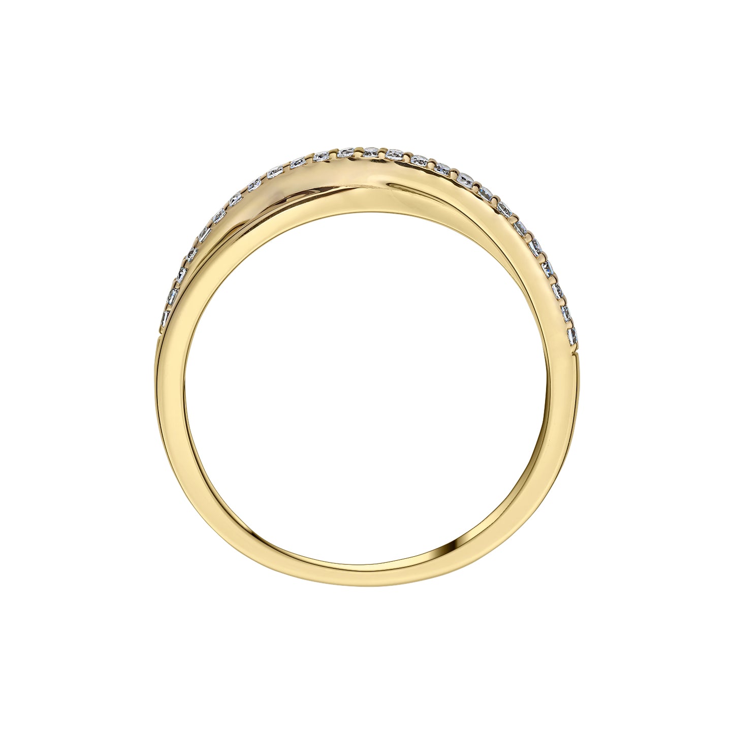 Gold Ring 14K (585) Tordue with Diamonds 0.13 ct - Gold