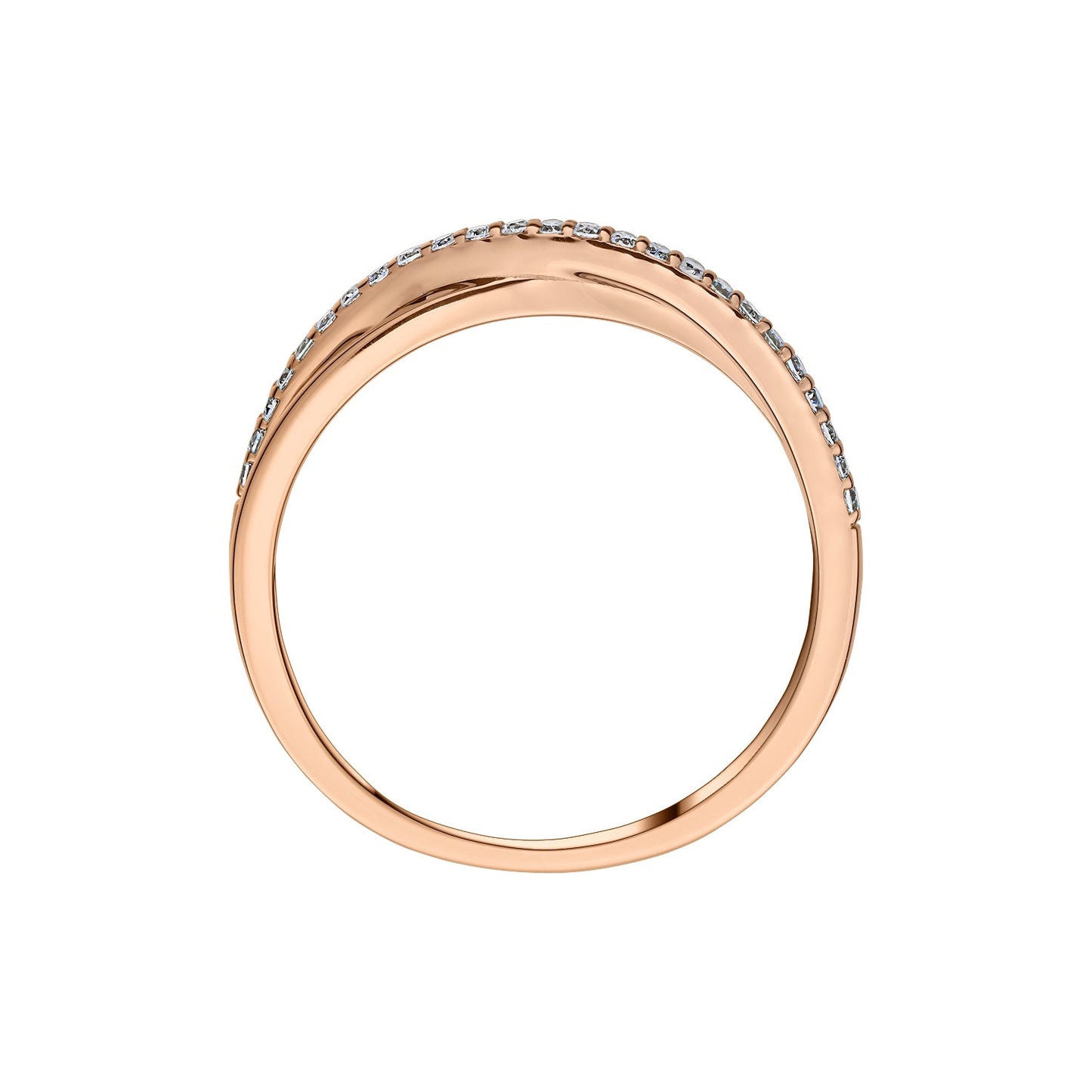 Gold Ring 14K (585) Tordue with Diamonds 0.13 ct - Pink