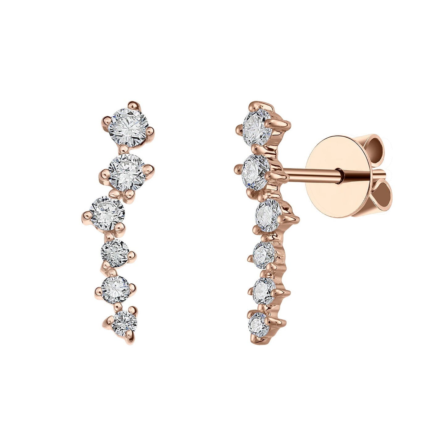 Gold Studs 14K (585) Swoon with Diamonds 0.45 ct - Pink