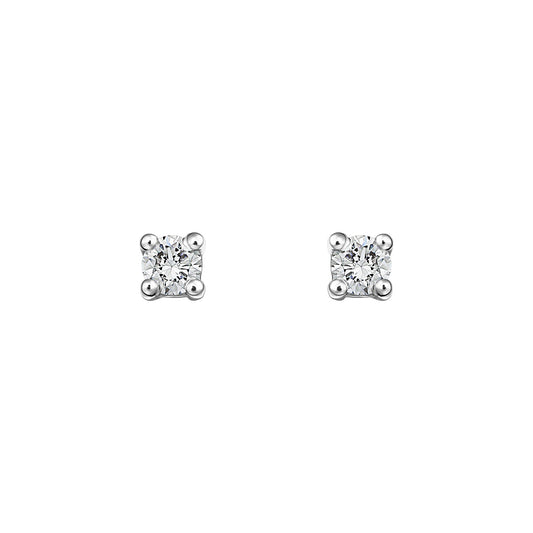 Gold Studs 14K (585) Bliss with Diamonds 0.10 ct - White