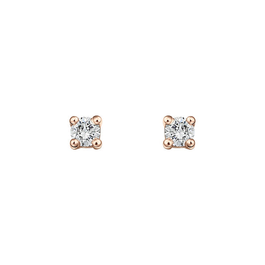 Gold Studs 14K (585) Bliss with Diamonds 0.10 ct - Pink