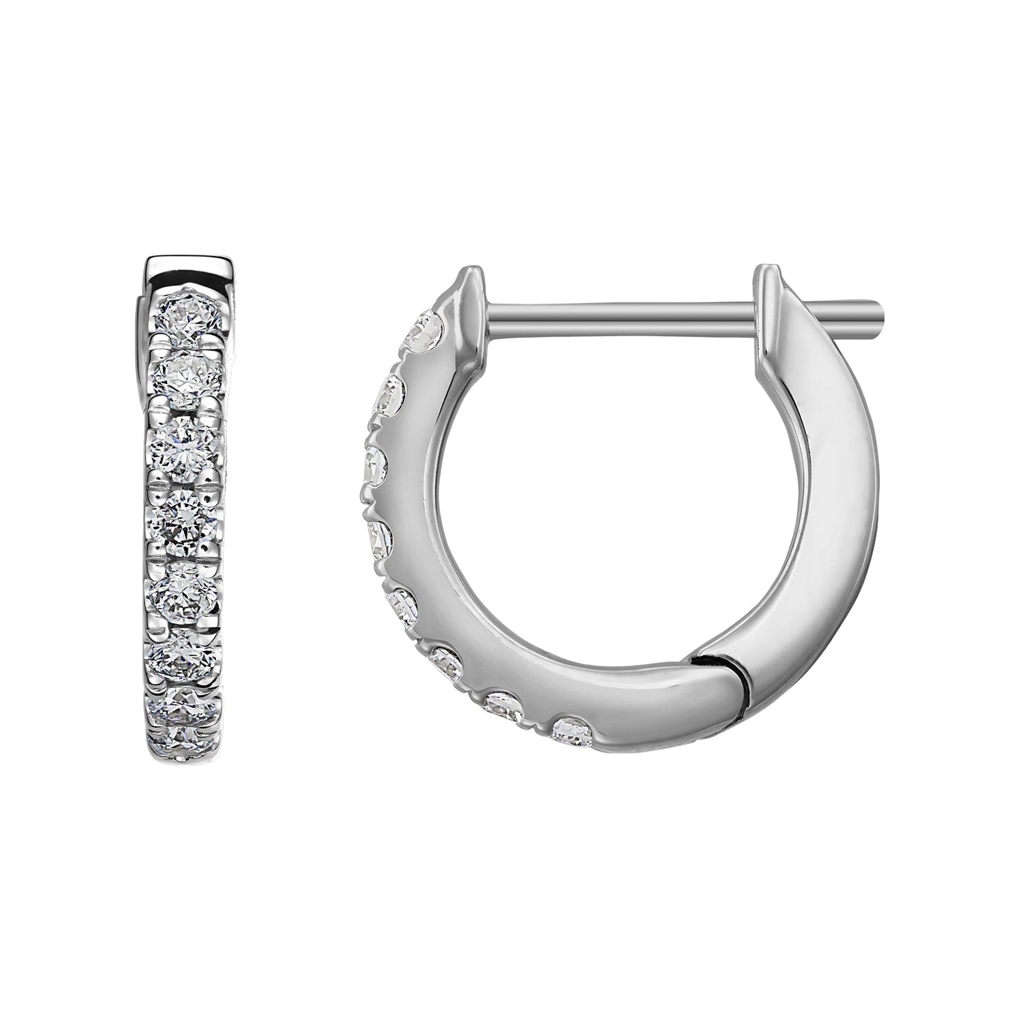 Gold Hoops 14K (585) Idyll with Diamonds 0.25 ct - White