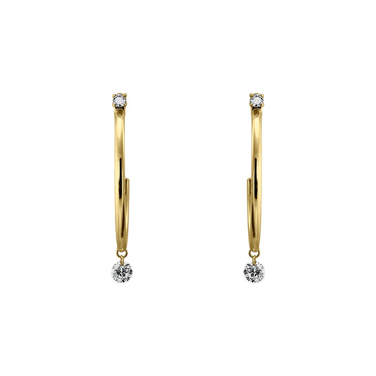 Gold Hoops 14K (585) Lissome with Diamonds 0.33 ct - Gold