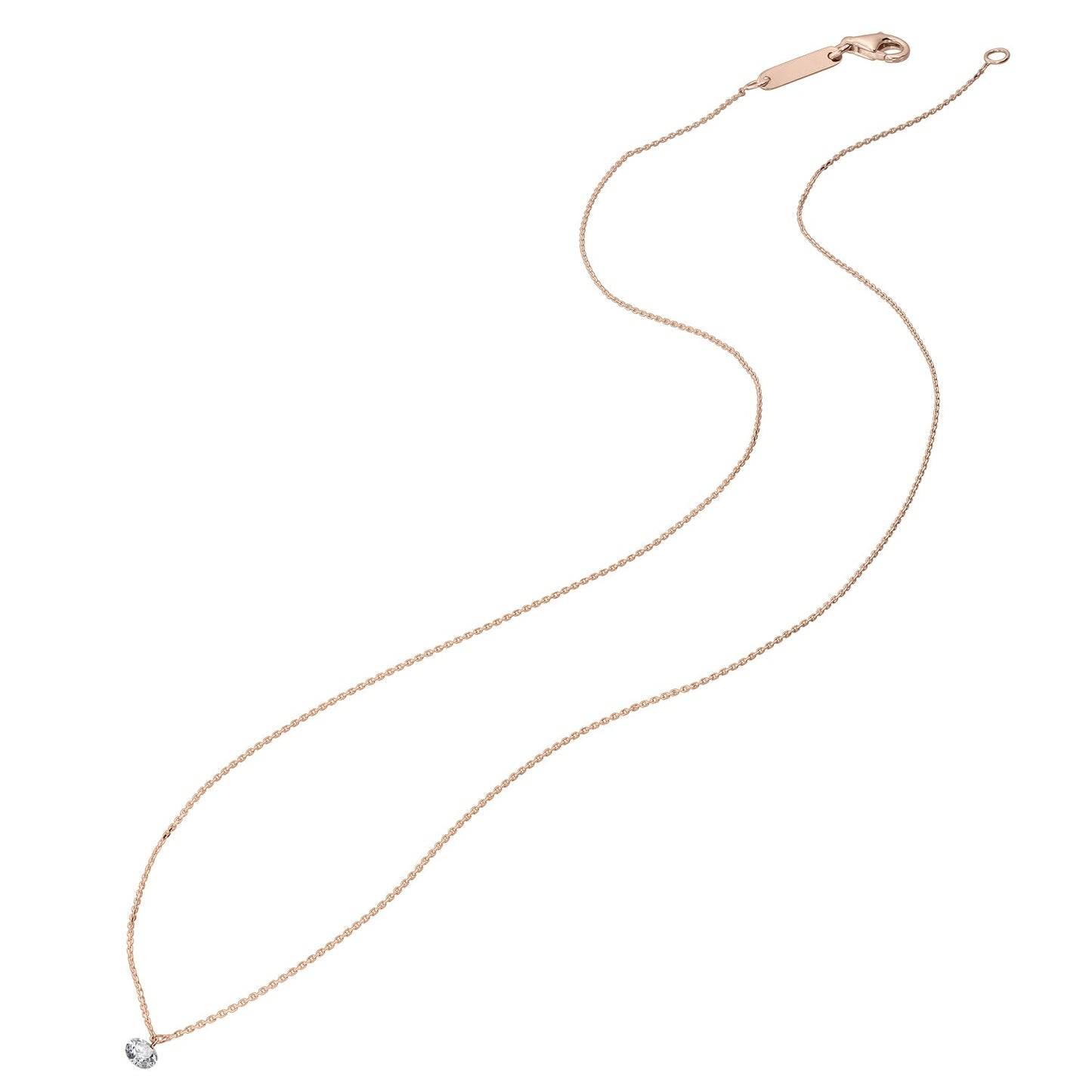 Gold Necklace 14K (585) Wispy with Diamonds 0.07 ct - Pink