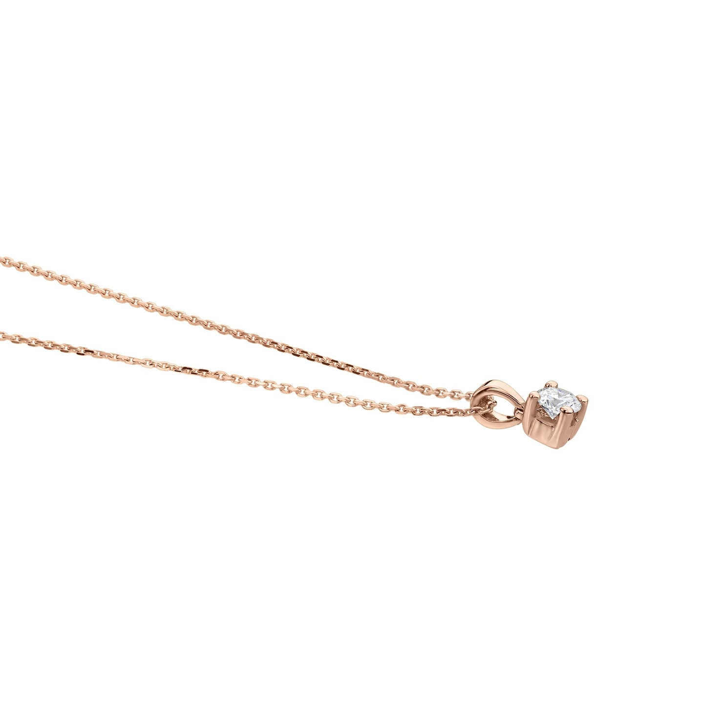 Gold Necklace 14K (585) Demure with Diamonds 0.10 ct - Pink