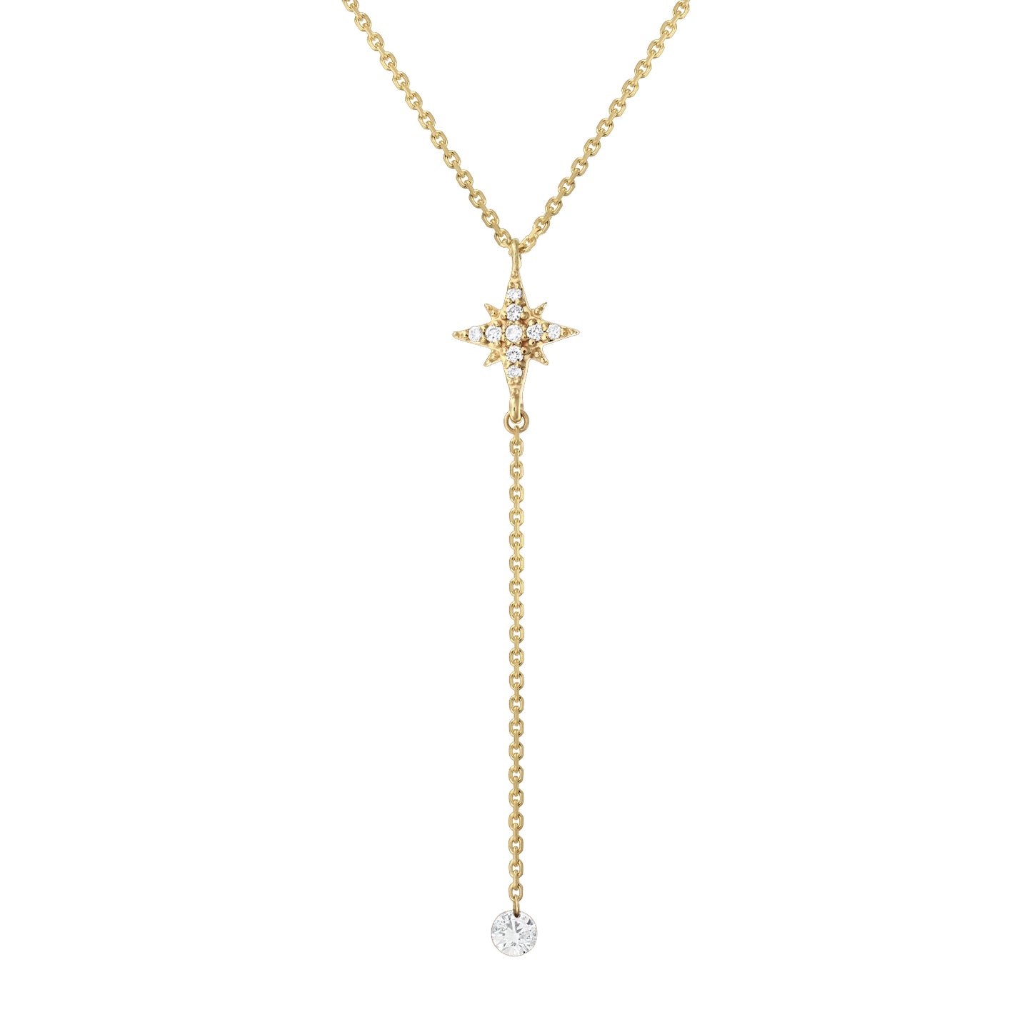 Gold Necklace 14K (585) Celestial with Diamonds 0.15 ct - Gold
