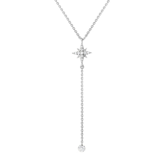 Gold Necklace 14K (585) Celestial with Diamonds 0.15 ct - White